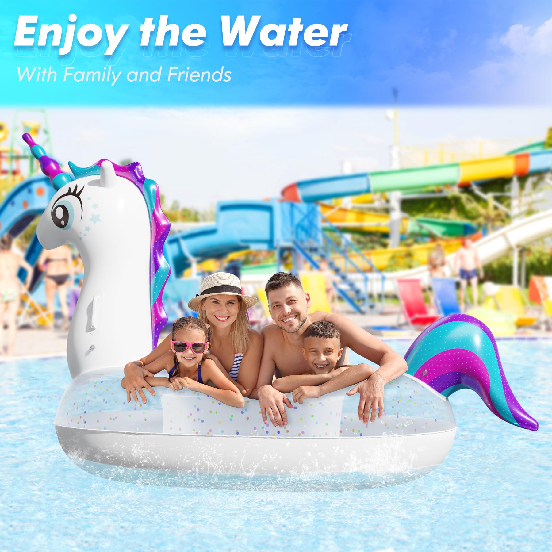 Subtail Unicornio Colchoneta Inflables de Piscina - Flotadores Hinchables para Adultos (240 * 140 * 120CM