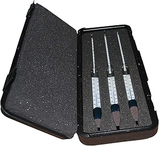Set of 3 SafetyBlue ThermoHydrometers with The Following ranges 0-8.5%, 7.5-16.5%, 15.5-24% Plato X 0.1% All with a 0/50C X1C Thermometer. Supplied in a Sturdy Plastic case with Foam Inserts