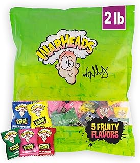 WARHEADS - Extreme Sour Hard Candy - Sour Apple, Black Cherry, Blue Raspberry, Lemon & Watermelon Flavors, Great For Parades - 2 lb. Bulk Bag