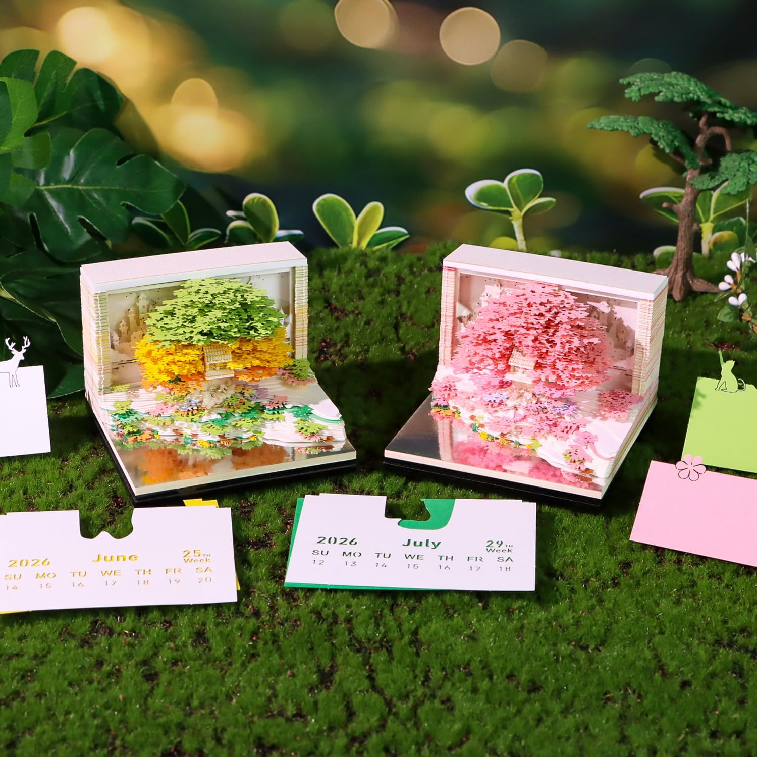 Christmas Gift 3D Pink Blossom Tree 2026 Weekly Calendar，Holiday & New Year Gift, Desktop Decoration, Unique 3D Paper Craft, Countdown Calendar