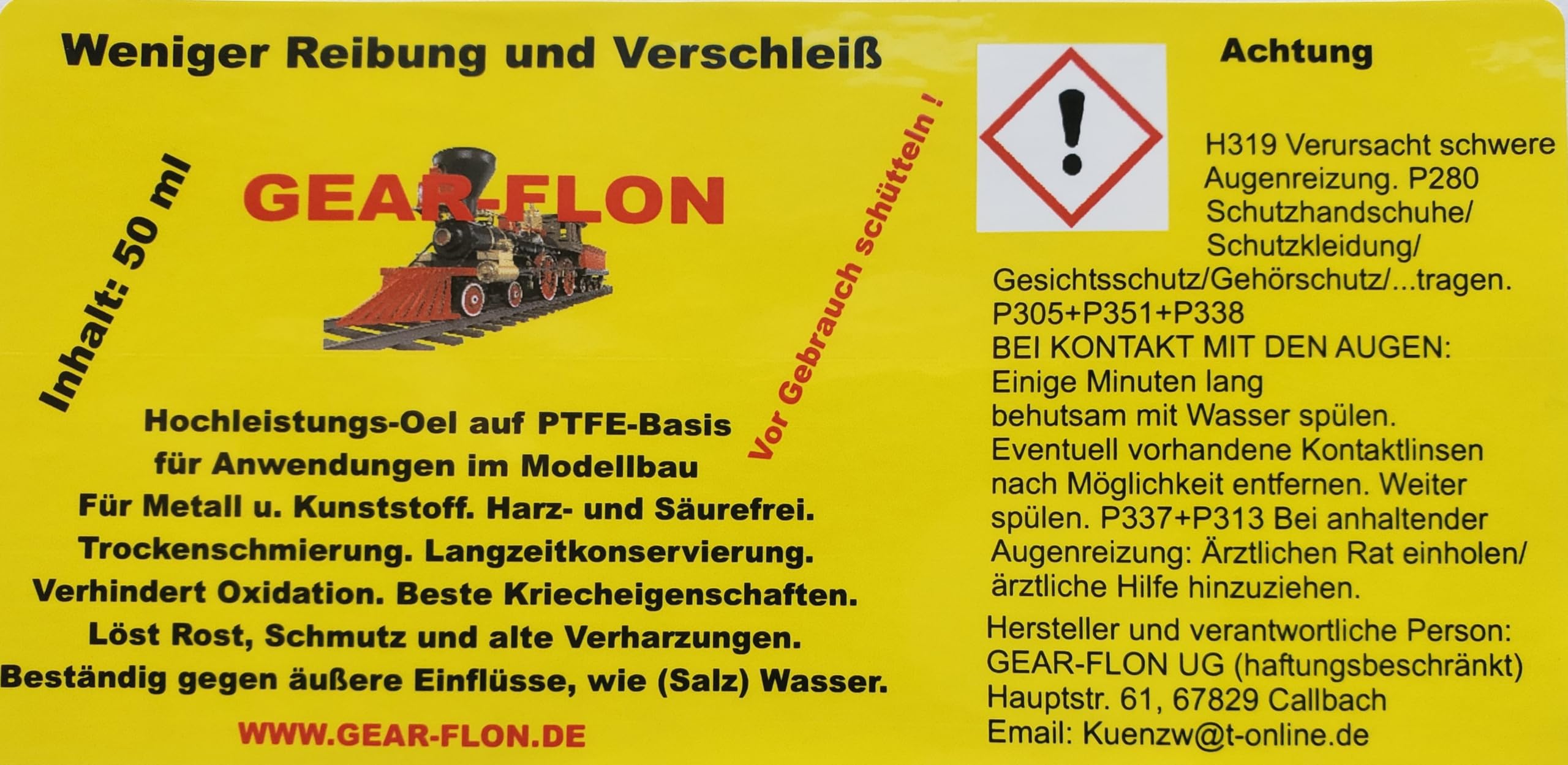 Olio lubrificante ad alte prestazioni per modellismo ferroviario e modellismo, lubrificazione precisa e cura a lungo termine, olio speciale per locomotive, assi e ingranaggi (50 ml)