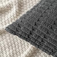 Vista 5 de MIULEE - Juego de 2 fundas decorativas de pana suave para cojín; diseño a rayas estilo bohemio, moderno, rural; decoración p/el hogar, sala de Gris