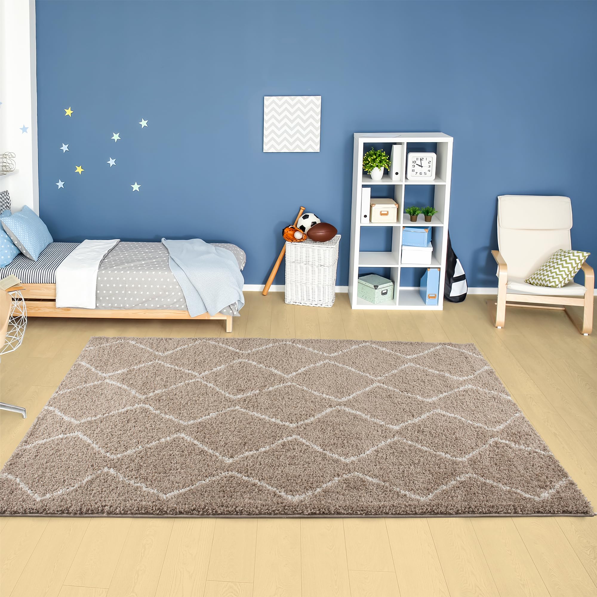 THE RUGS Modern Moroccan Design Living Room and Bedroom Rugs, Non-Shedding & Easy Care (Boho Beige/Ivory, 80x150 cm) - Image 2