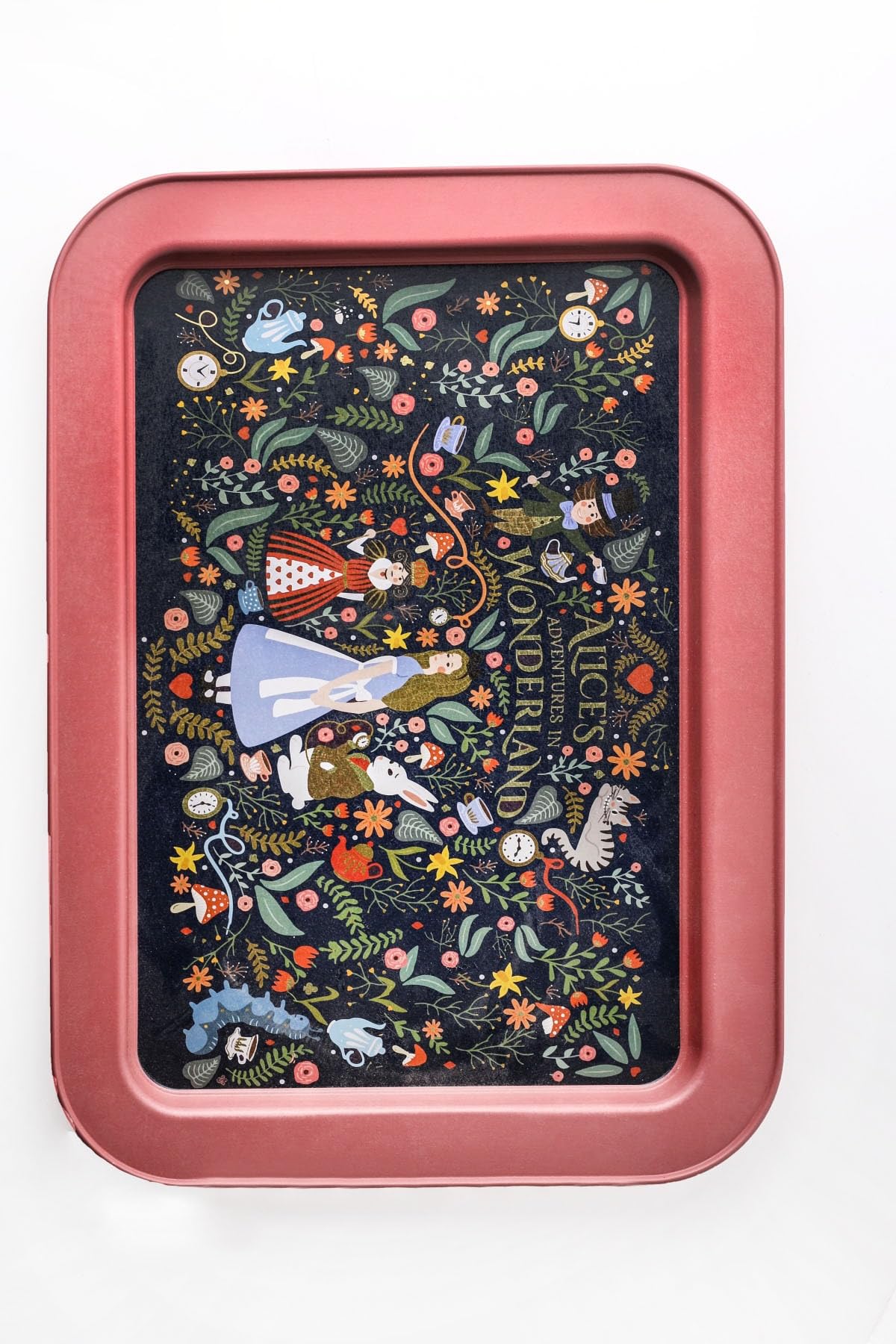 EVLE-Ee169-9a Tales Alices Desenli Dikdörtgen Tepsi 32x43 Cm (Tales Alices)