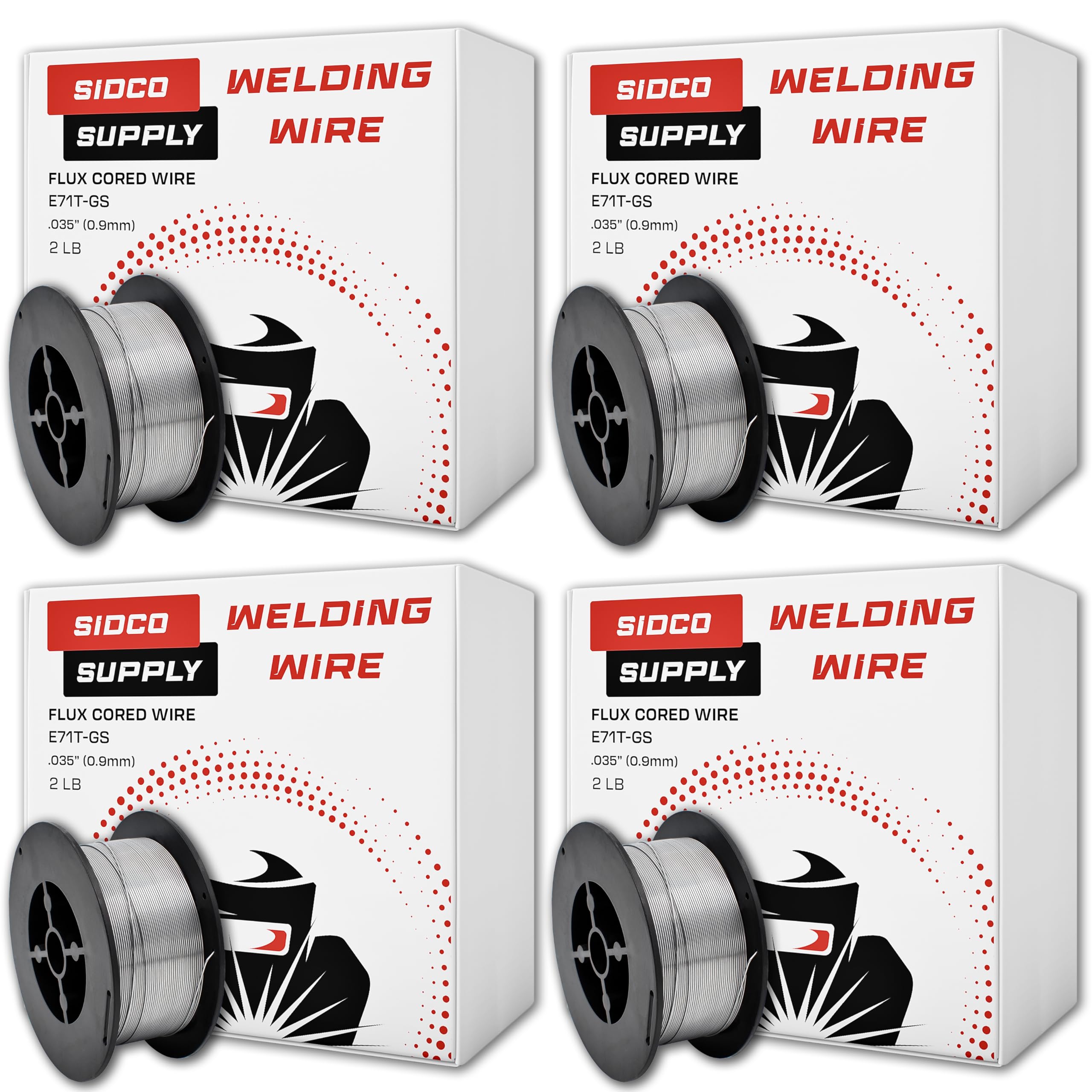 Sidco Supply Flux Core Welding Wire .035” – E71T-GS – Gasless Flux Core Welding Wire – 2 Pound Spool - Low Splatter – All Position Welding – Mild