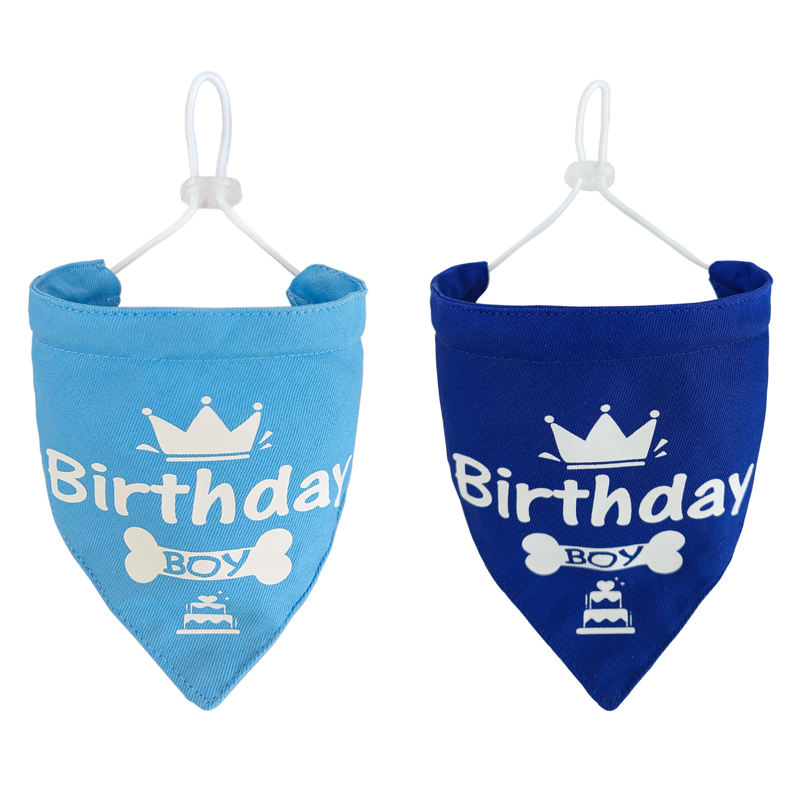 Dog Birthday Bandanas 2 Pack,Reversible Adjustable Pet Scarf for Boy and Girl Small Medium Large Dogs or Cats,Pet Birthday Party,Daily Wear (Blue, Large)