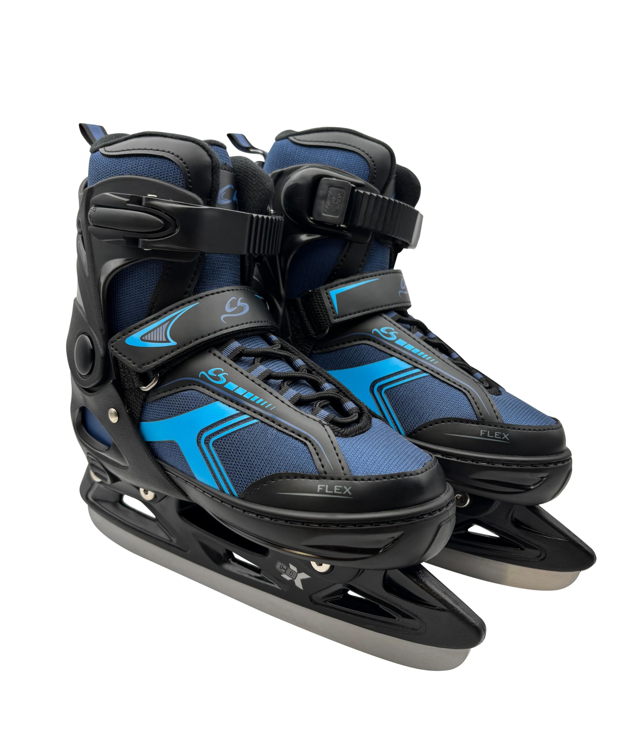 Cox Swain verstellbare Schlittschuhe Polar, Eislaufschuhe für Kinder, Jugendliche und Erwachsene bis 100KG, vorgeschliffene Edelstahlkufe, Softboot, Blue Gr. XS (29-32)