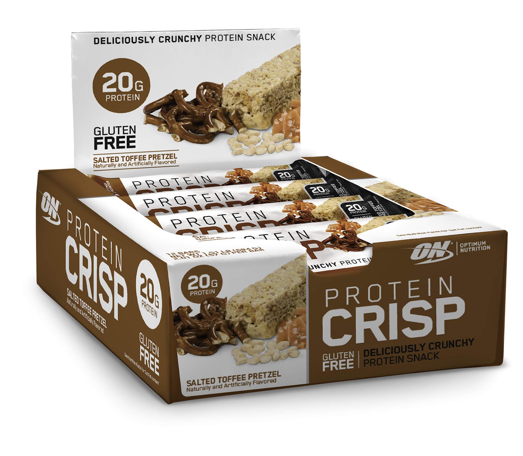 Buy Optimum tion Protein Crisp Bar, 20g of Protein, Gluten Free, Salted Toffee Pretzel, 2.01