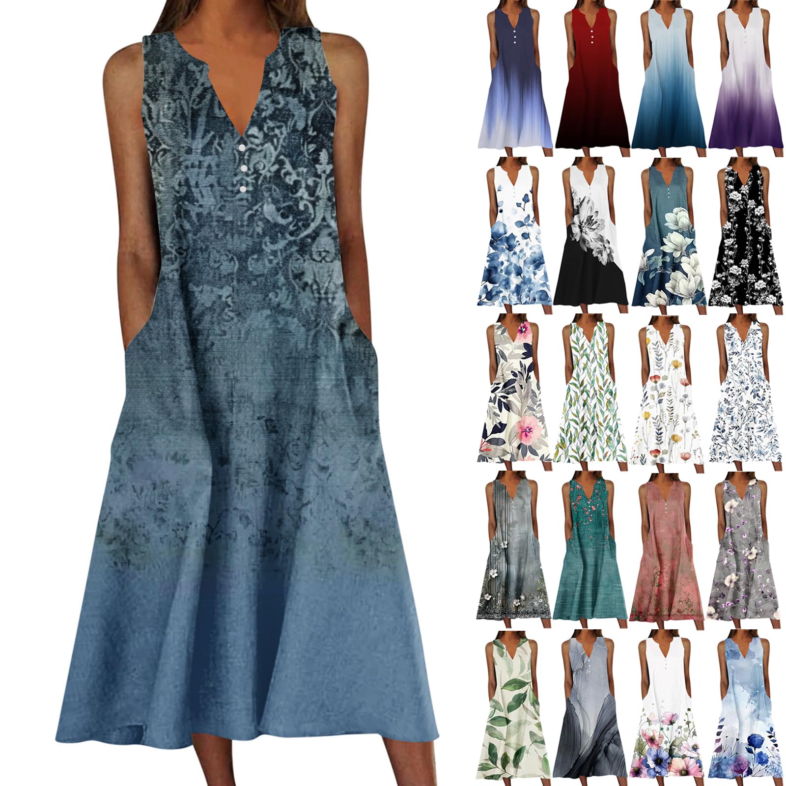 Beach Sundresses for Women 2025 Vacation Casual Plus Size Midi Sun Dress Loose Flowy Summer Boho Long Dresses Trendy