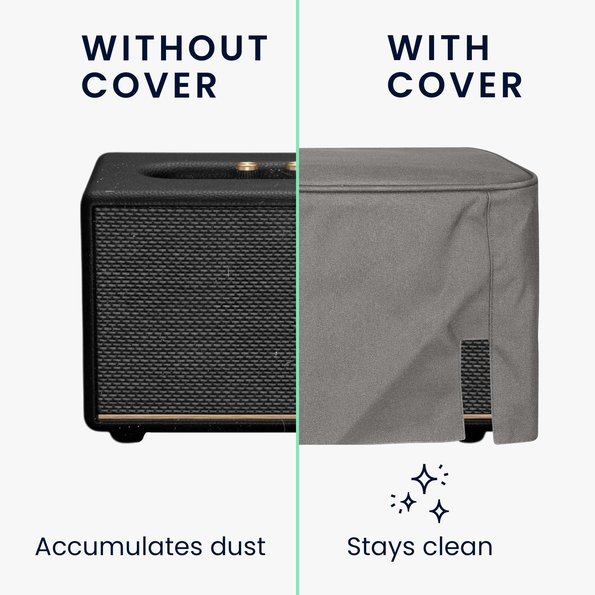 kwmobile Speaker Dust Cover Compatible with Marshall Acton III Wireless/Acton 3 Case - Tearproof Protective Fabric - Grey - Image 3