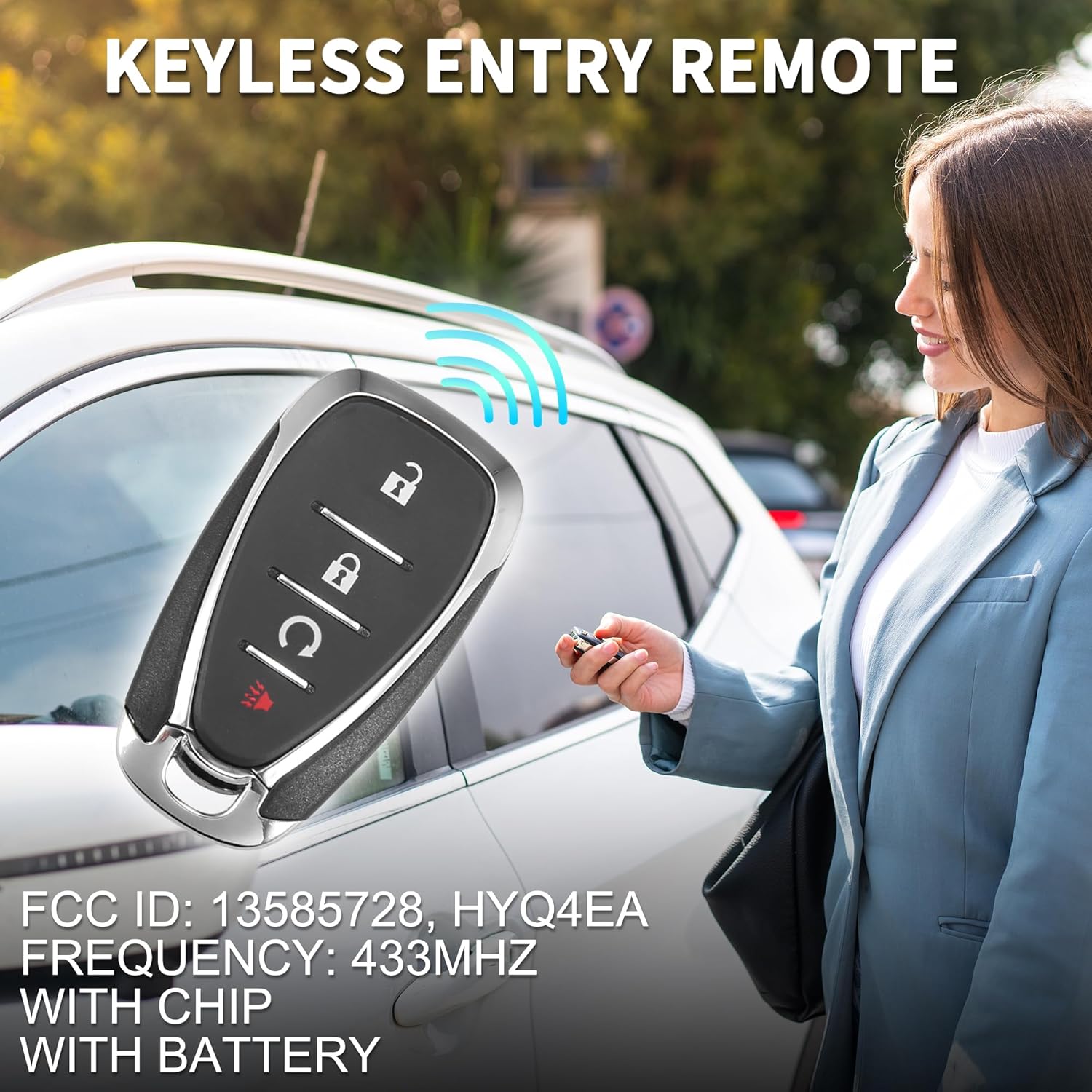Keyless Entry Remote for Chevrolet Volt 2017-2019 433Mhz HYQ4EA 4 Button Reusable | Control Replacement Car Key Fob 1 Pcs