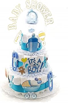 pins Pacifiers rattles - Blue Colorful Baby Shower Diaper Cake Kit for a 3 Tier Cake Diapers NOT Included KIT ONLY NOT Assembled