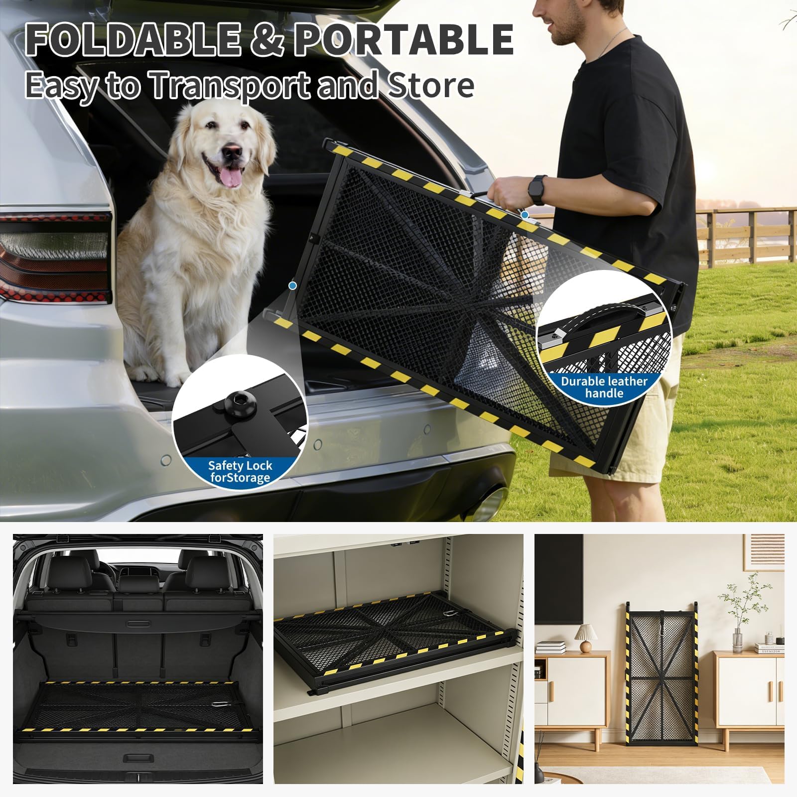 Garvee Rampa Perros Coche 180cm, Plegable Tubo Acero, Antideslizante, Negro | Rampa perros coche plegable 180 x 50 cm, tubo acero resistente antideslizante, para SUV y maletero, negro