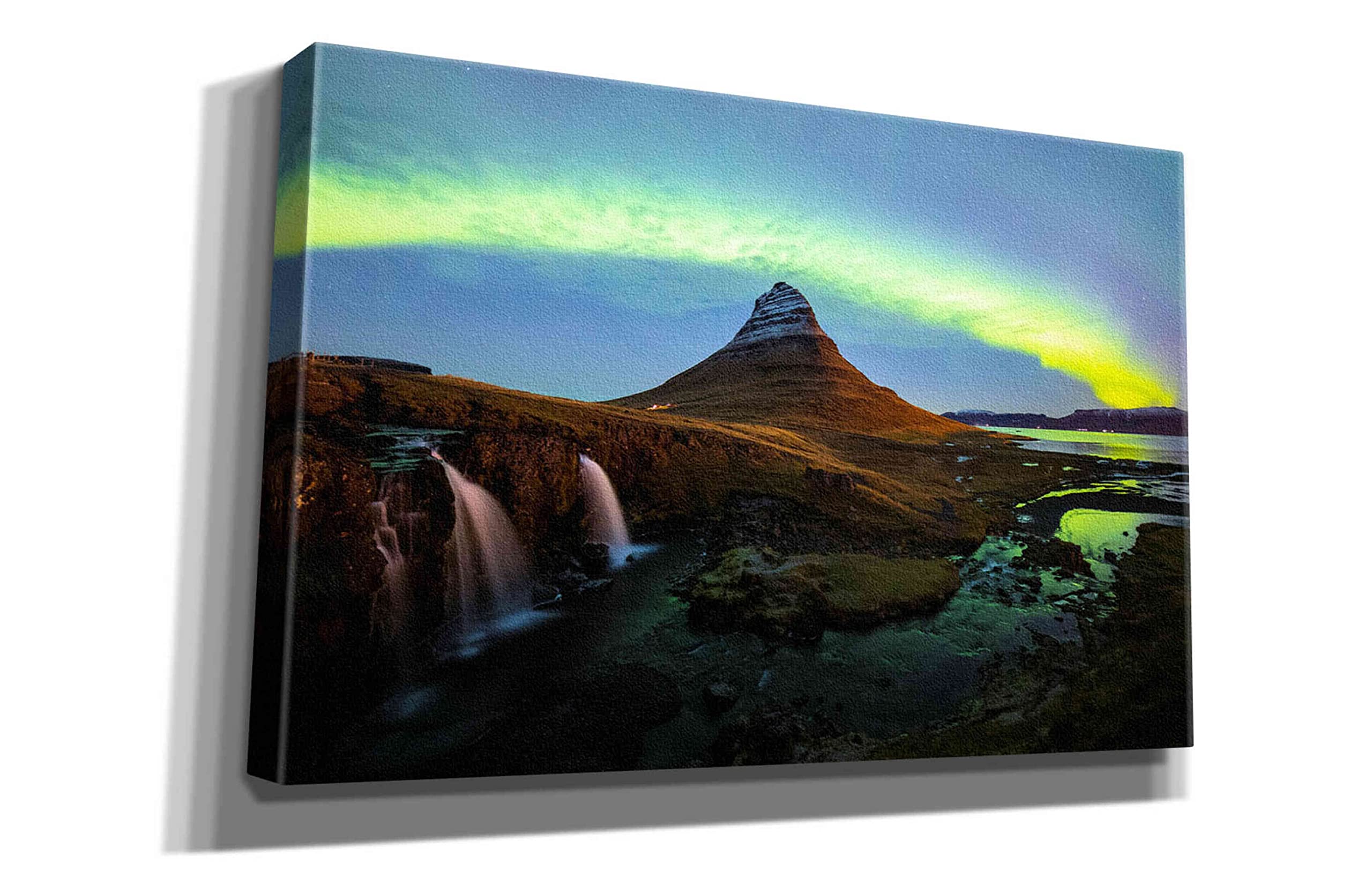 Epic Graffiti 'Northern Light Aurora Borealis Over Kirkjufell 1' by Epic Portfolio, Giclee Canvas Wall Art, 40