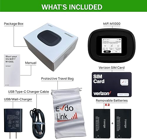 Miniatura 2 de WiFi portátil móvil 5G  Verizon Wireless Jetpack Inseego MiFi M1000  Hotspot móvil para viajes  Puerto Ethernet RJ45  Velocidad de hasta 2,4 Gbps