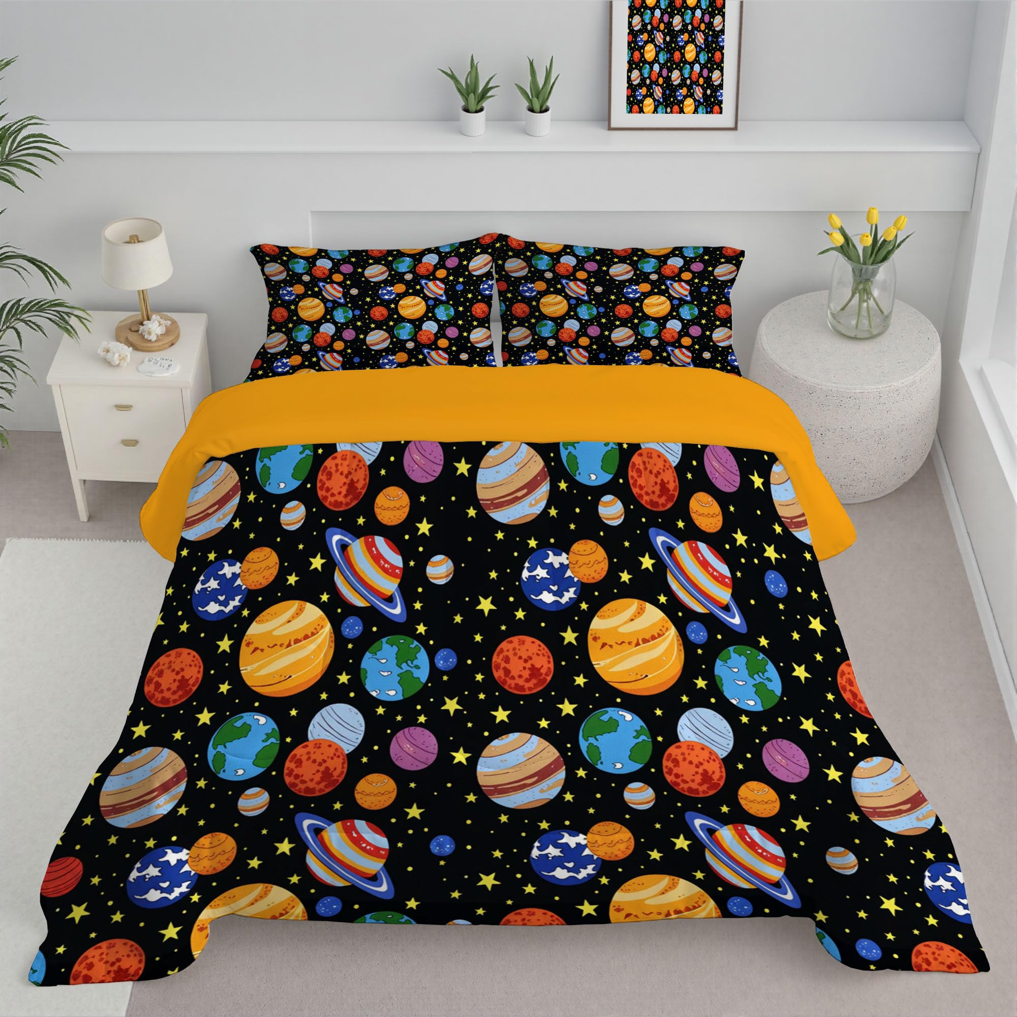 Edredón ligero lavable almohada temática espacial para evitar el calor y renovar la cama rápido