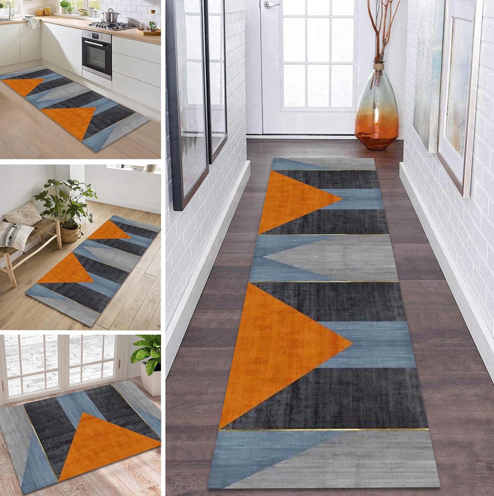 Tapis de couloir antidérapant et lavable pour cuisine 90x450cm