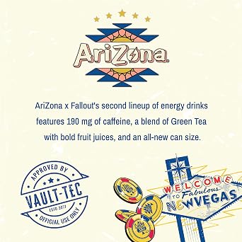 AriZona x Fallout Energy Drink - Green Tea Variety Pack, 15 fl oz (12 Pack)