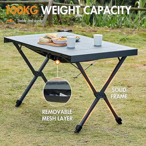 Portal Large Folding Camping Table 108x71cm Height Adjustable Picnic 100KG - 6