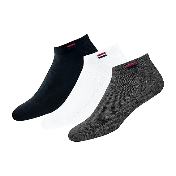 NAVYSPORT Men's Cotton Solid Ankle Socks, Free Size, Pack of 3 (Multicoloured)