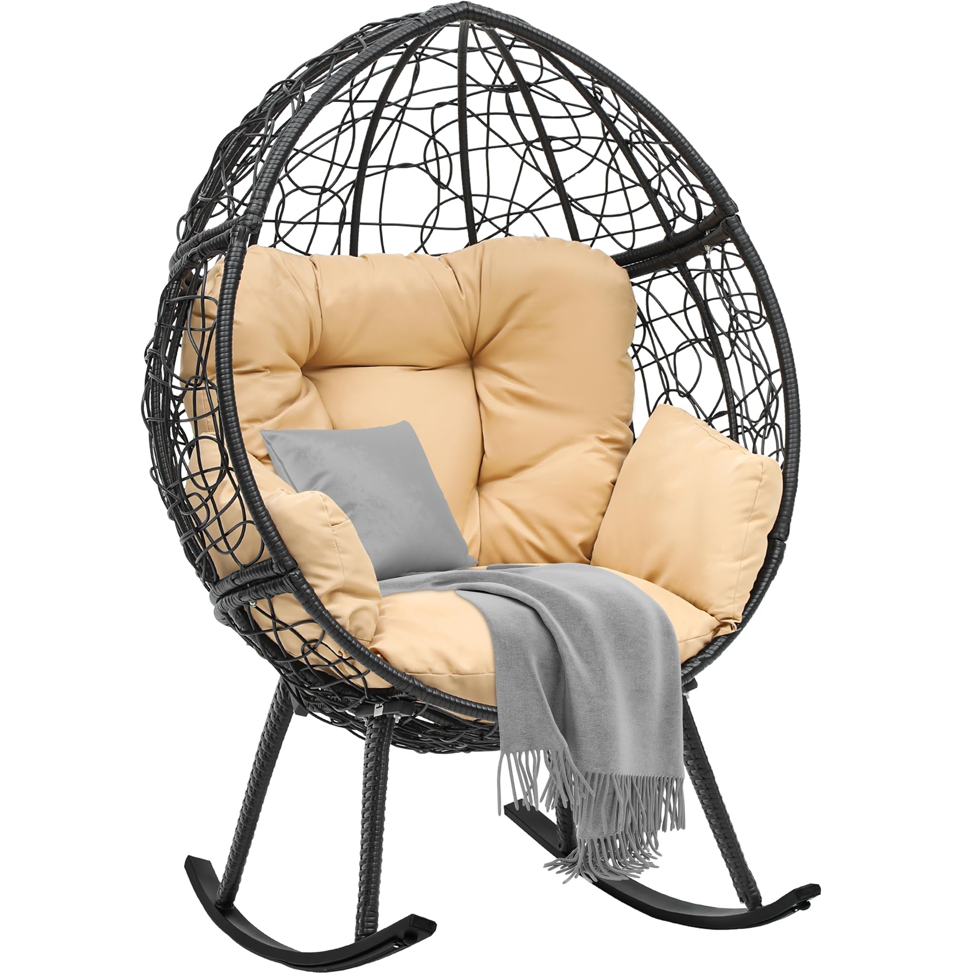 Patio Chairs YITAHOME Wicker Rocking With Cushioned Comfort, Patio