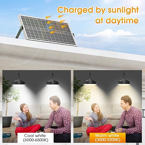 Miniatura 3 de Luces solares para interiores y exteriores, IP65, impermeable, 120 LED, luz colgante solar con control remoto regulable, luz blanca cálida brillante