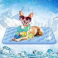 Rywell Tapete Gelado Para Pet 75x50cm, Arc-Chill (Q-Max>0,5) Frescor Prolongado, Extra Espesso e Durável, Tapete Gelado Para Cachorros Impermeável, Mudança de Cor Sensível ao Calor, Lavável, Azul