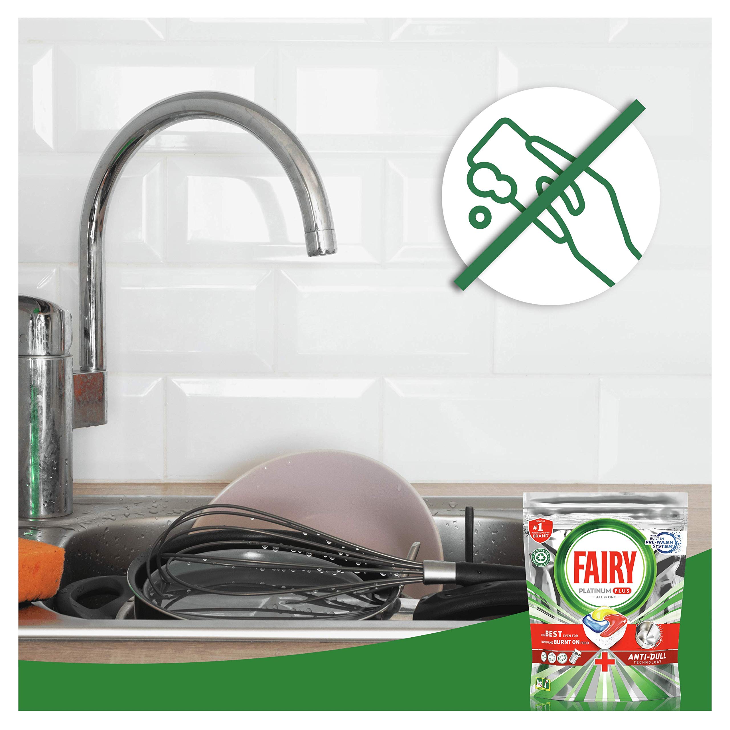 Fairy Pastiglie Lavastoviglie Platinum Plus - 90 lavaggi - 5 confezioni da 18 lavaggi - Anti-Opaco
