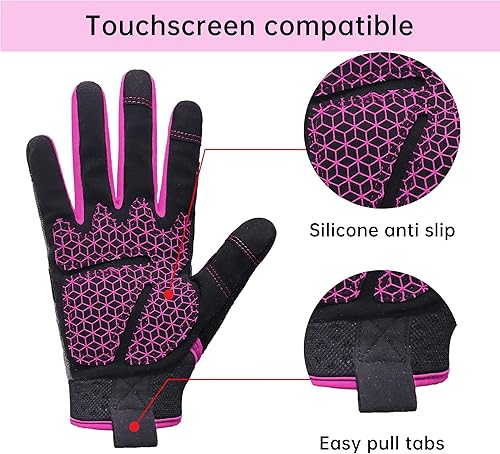 Miniatura 4 de HANDLANDY Guantes de trabajo de seguridad para mujer, para pantalla táctil, guantes de agarre para trabajo en el patio, jardinería, transpirables,