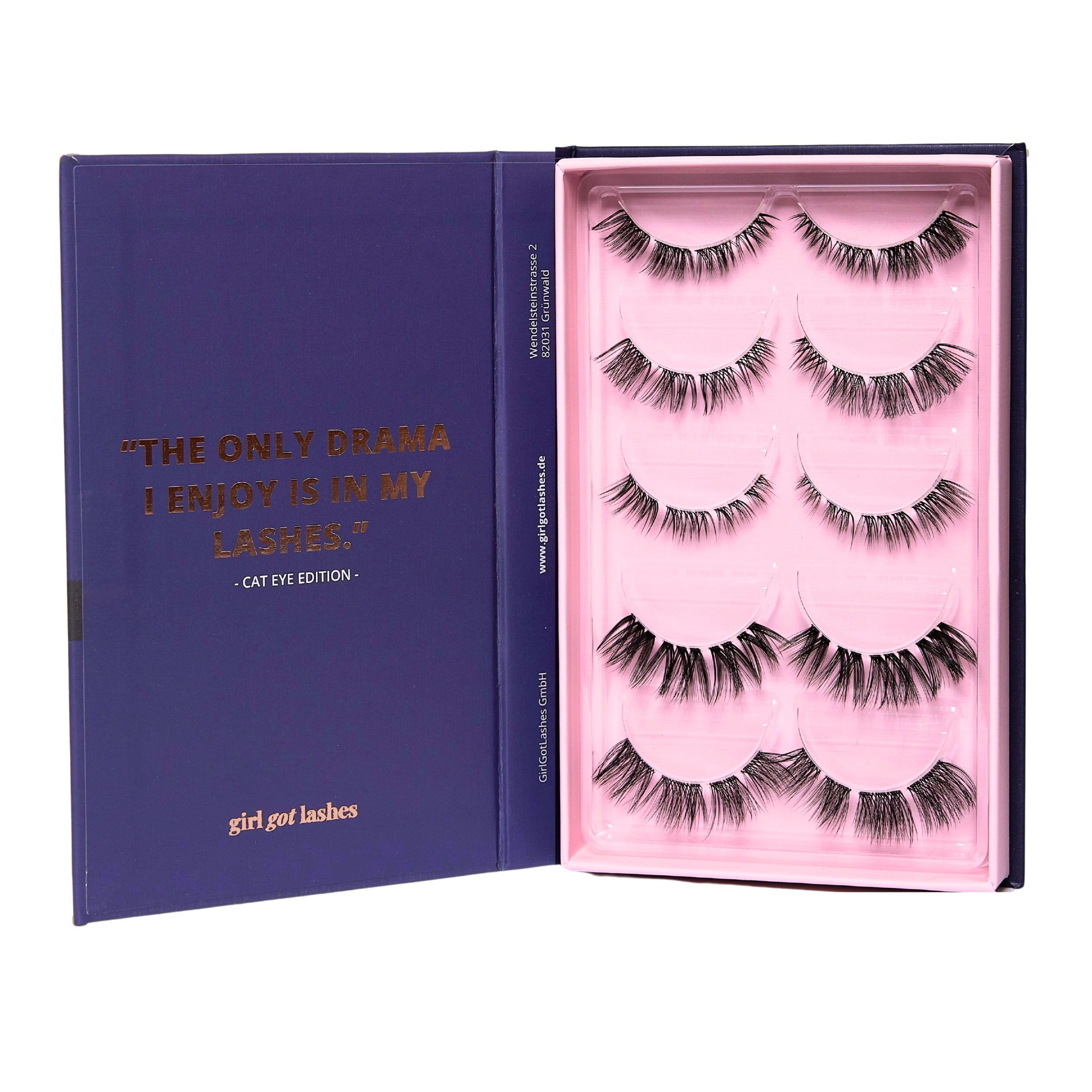 GirlGotLashes Große Boxen Cat Eye Edition Handgemachte Wimpernextensions Wimpernverlängerung für Zuhause 5 Wimpern-Paare Lashes mit 5-7 Tagen Halt Vegan