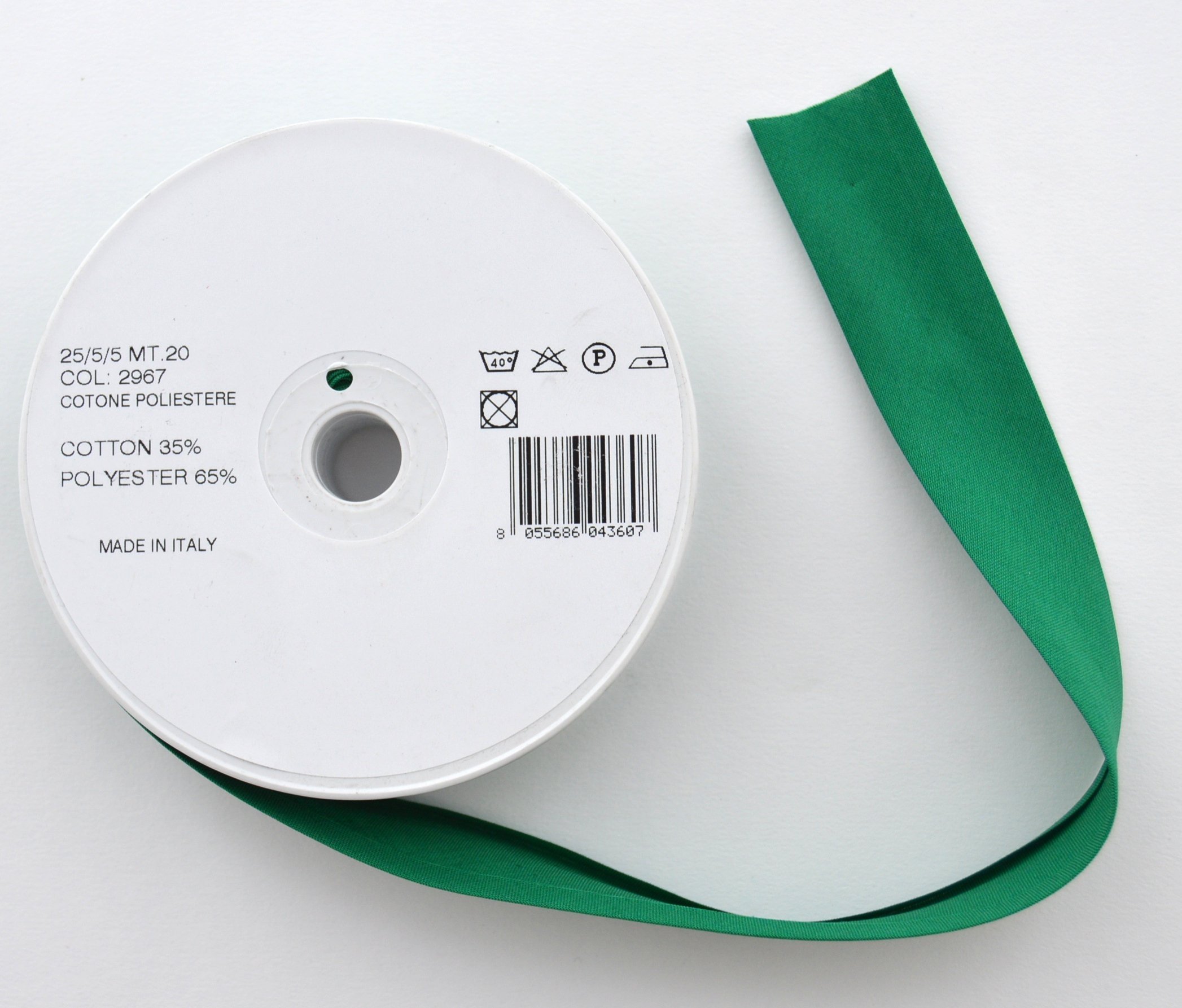 Inastri Bottle Green 25/5/5 Mm Polycotton Bias Binding