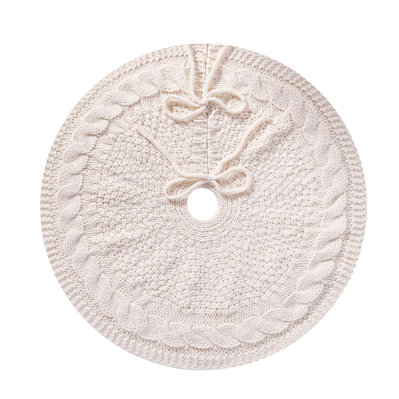 Neutral Knitted Holiday Tree Skirt Flexible Small Design Multiple Scene Applicability for Yearly Christmas Decors Easy Setups Christmas Skirt