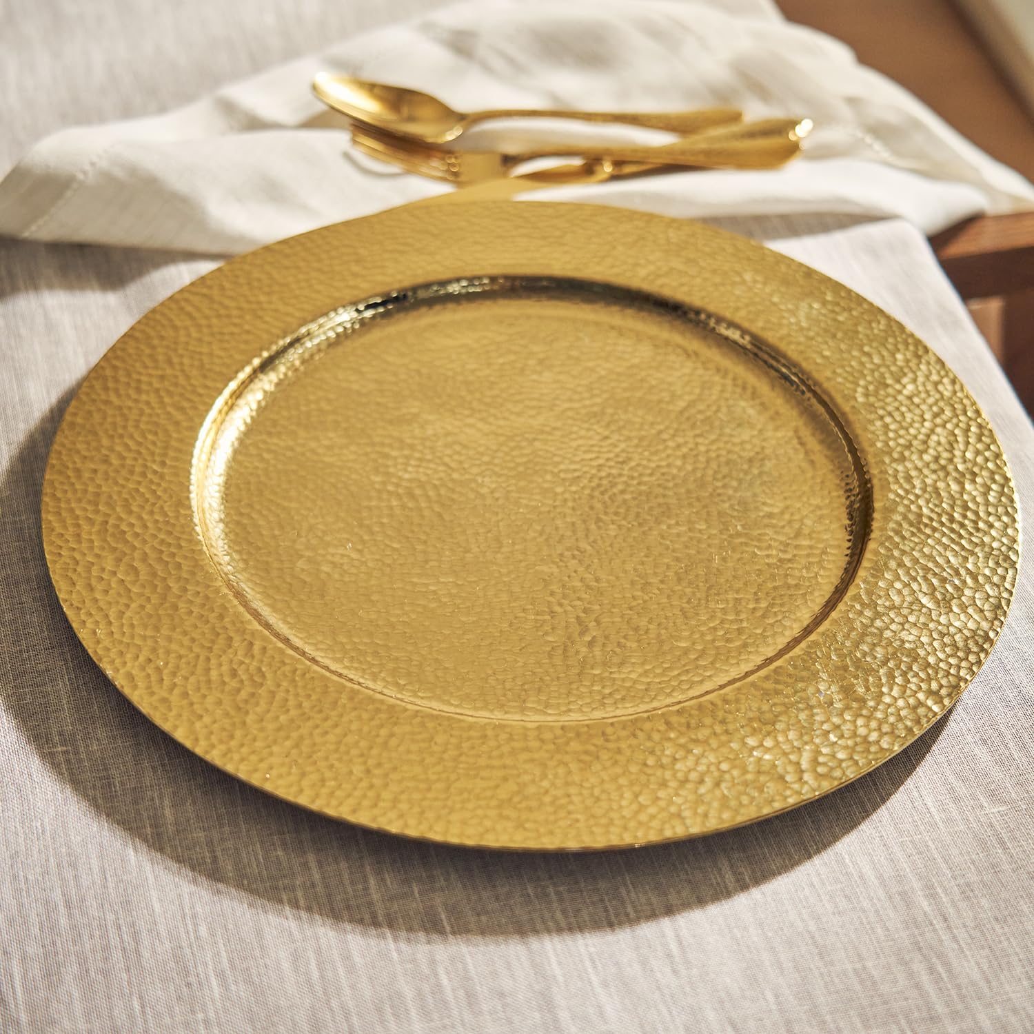 Pure Home + Living Gold Hammered Decorative Metal Plate - Large