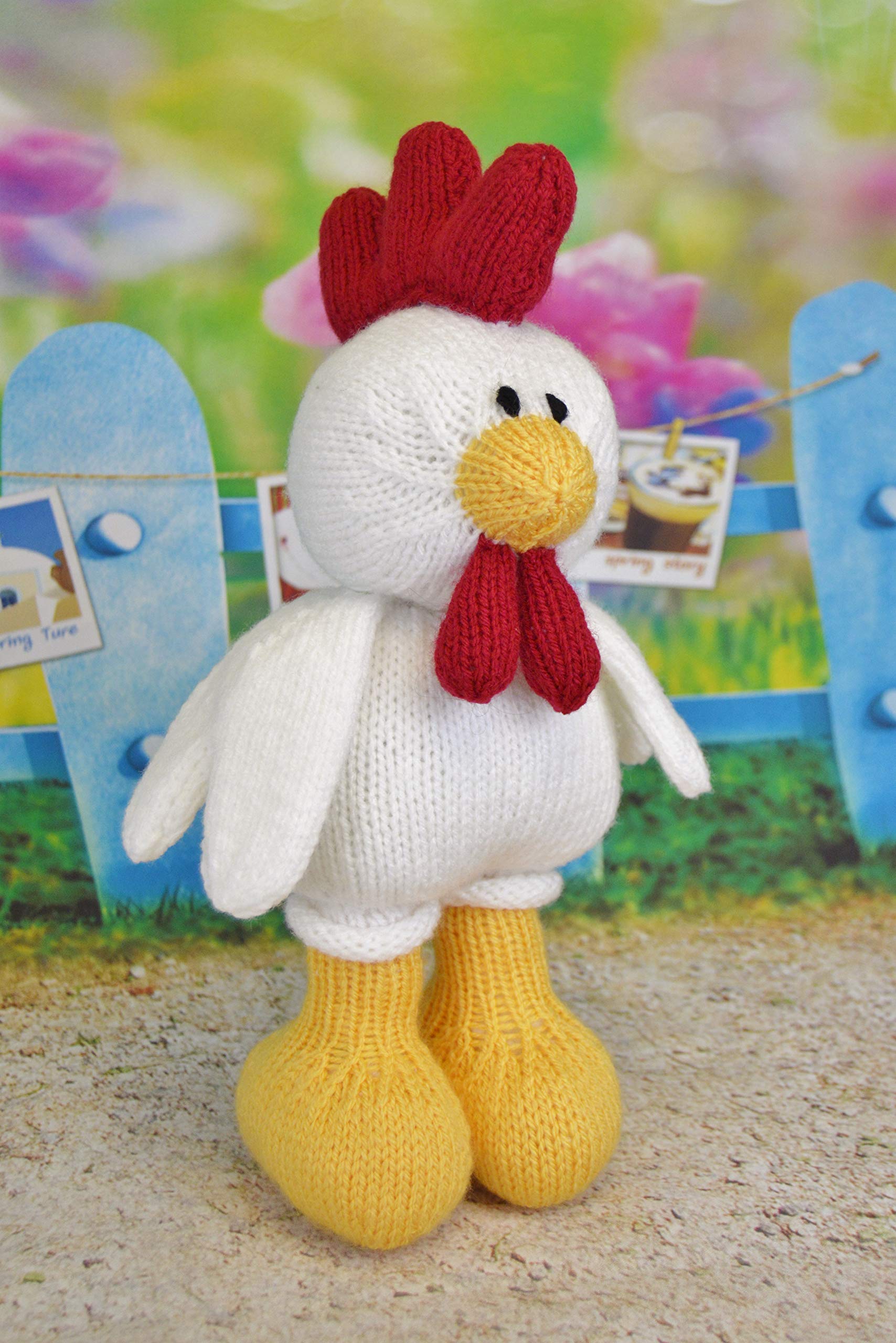 Knitting by Post Knitting Pattern - Roo The Rooster from Easter Knitters A5 UK Leaflet. Knit Cute Handmade Gifts. Fun Quick & Easy Beginner Soft Toy Knits. - UK Knitting Pattern