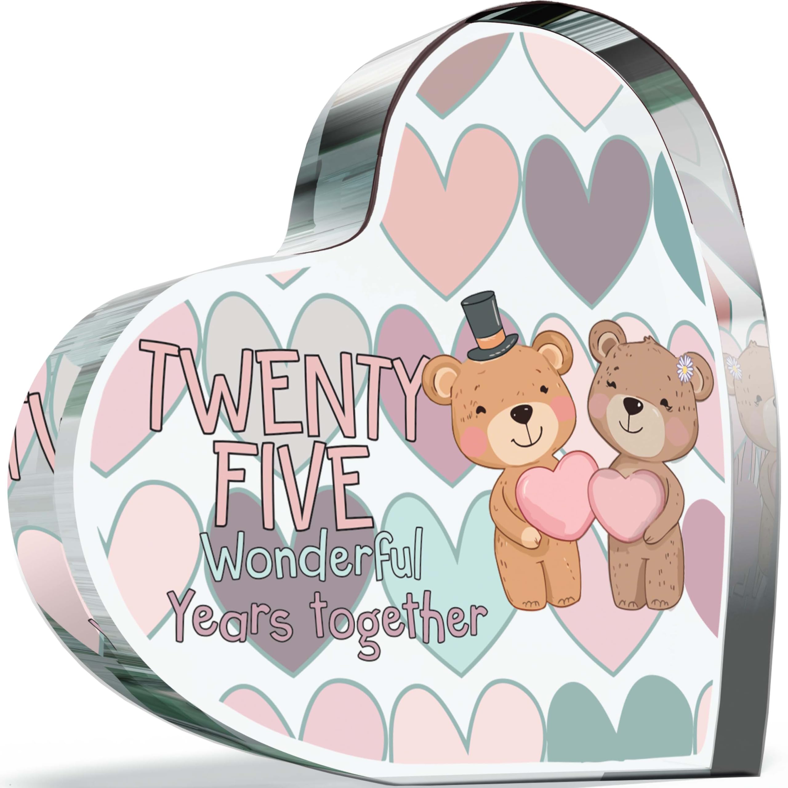 25th Anniversary Acrylic Heart Plaque for Wife or Husband