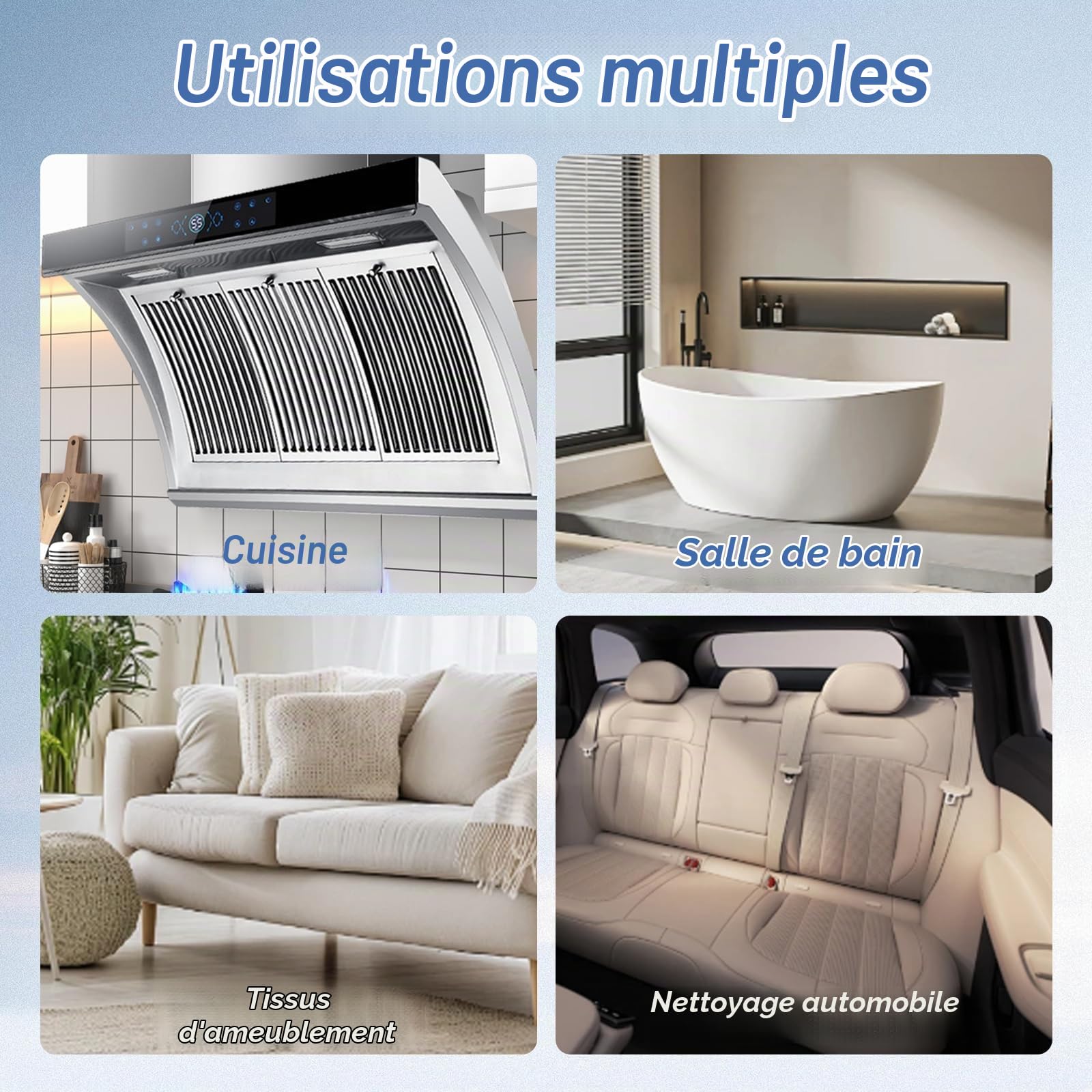 Nettoyeur Vapeur 2500W, 3.0BAR Multi-usage Nettoyant Vapeur avec 3 Têtes de Brosse, 1000ML Réservoir d'eau de Grande Capacité, Steam Cleaner pour les Meubles de Cuisine, Salle de Bain