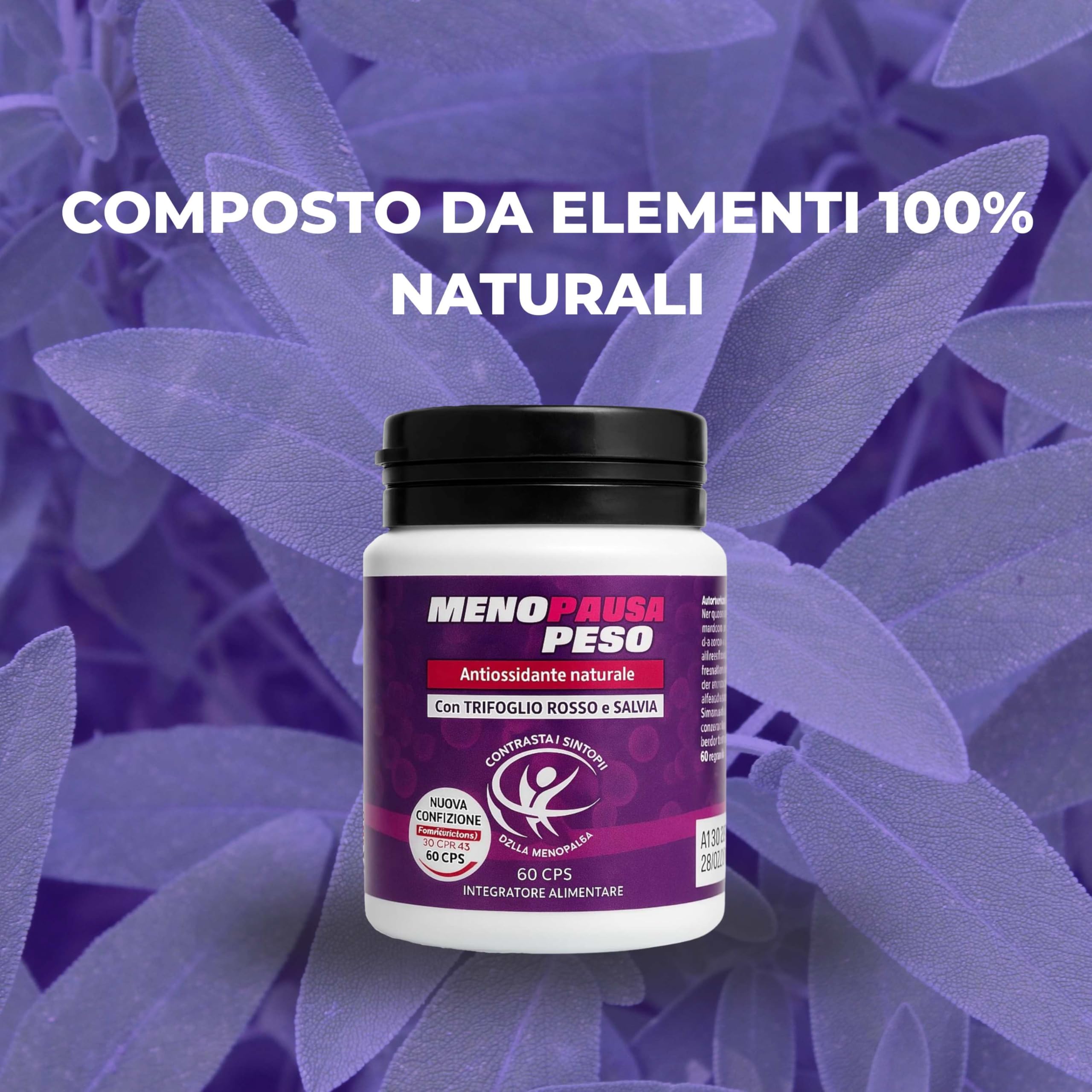 Menopausa Peso Integratore Donna 120 Compresse – Dimagrante e Drenante Forte – Pancia Piatta, Metabolismo e Benessere in Menopausa - Trifoglio Rosso e Salvia