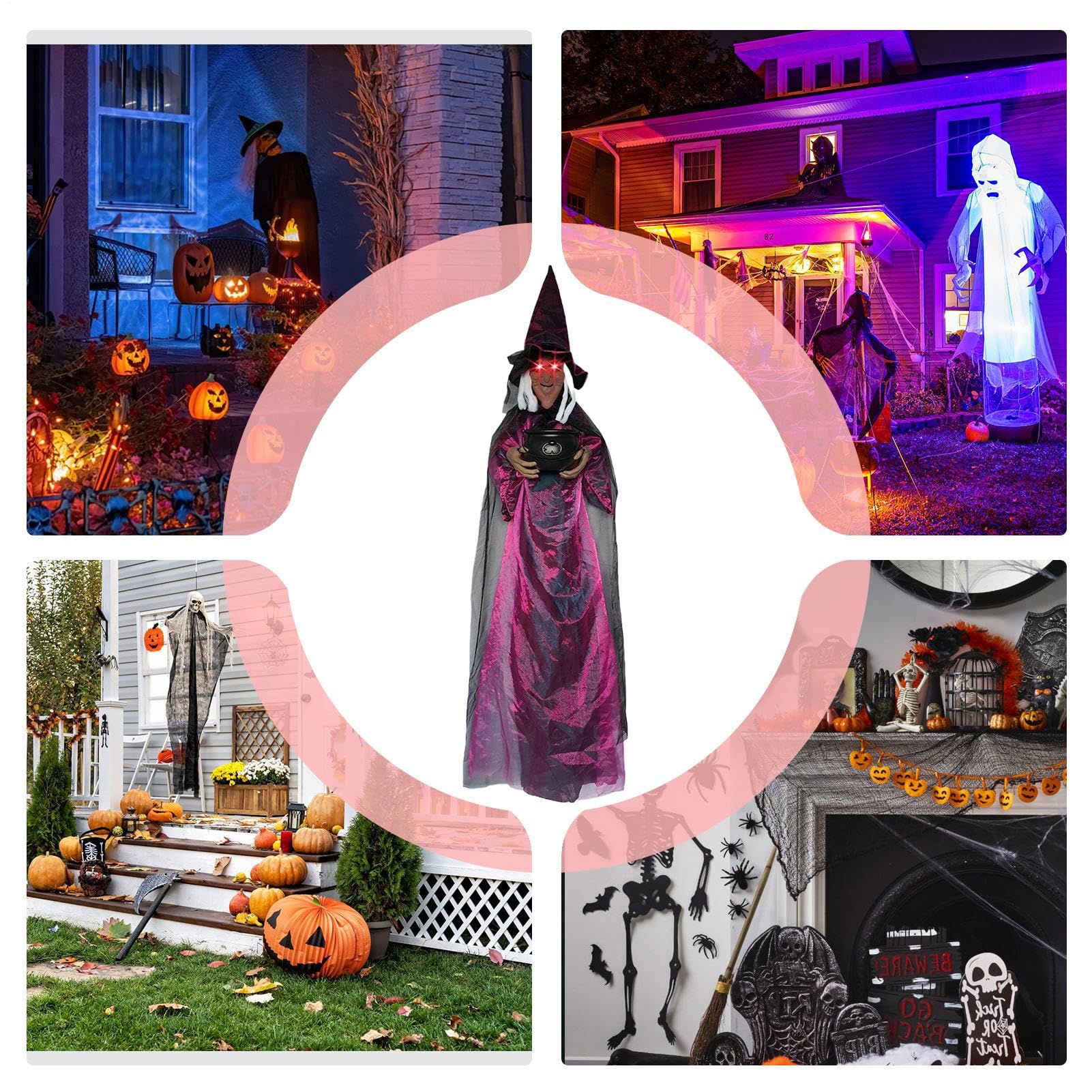 Halloween Hexe Dekoration 180 cm Außen-Spukhaus-Requisite mit Schrei- und
