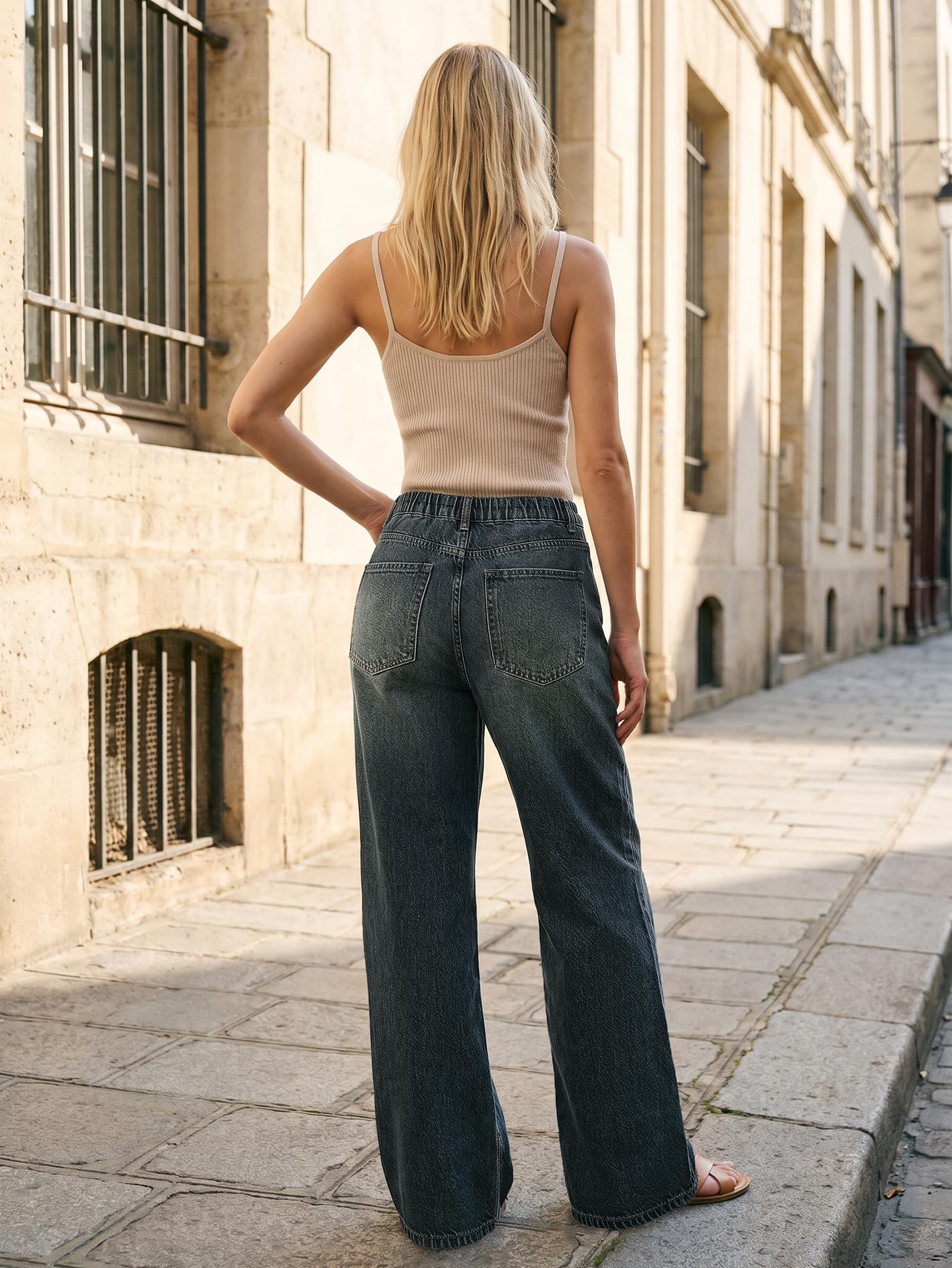 EMMIOL Baggy Jeans Damen Wide Leg High Waist Denim Hose