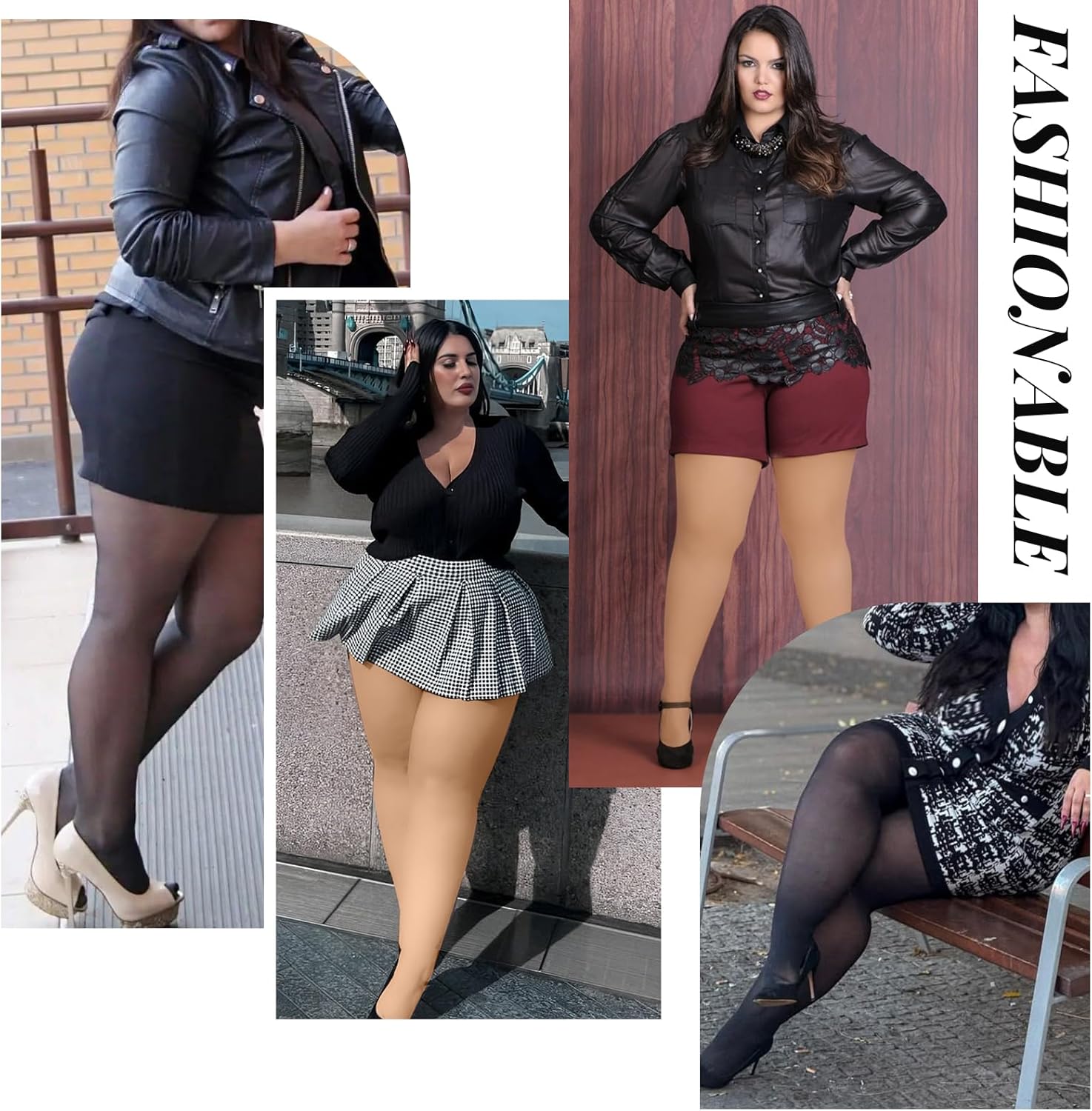 2 Pairs Plus Size Tights for Women,Semi-Sheer T-Crotch Rip Resistant High Waist Pantyhose with Reinforced Toes - Image 6