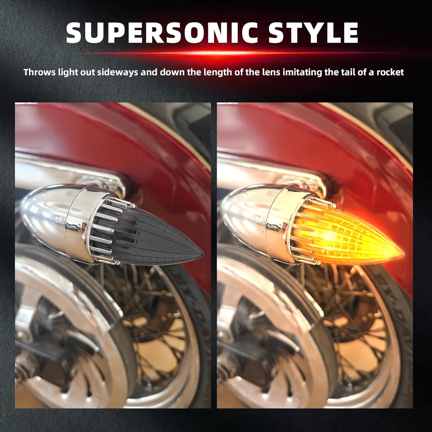 FATECIM Motorcycle 2" 1156 LED Rear Front Turn Signal Amber Light Bulb Blinker Indicator with Supersonic Replacement Smoke Lens for Harley Softail Touring Dyna Fat Boy Sportster Road King Street Glide