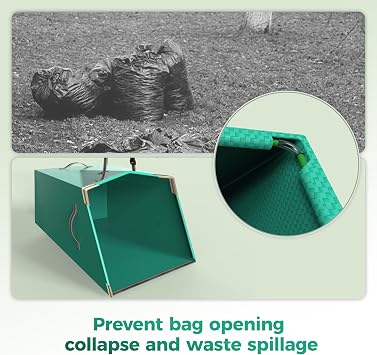 50 Gallon Dustpan-Style Leaf Collector Bag, Reusable Yard Waste Bag