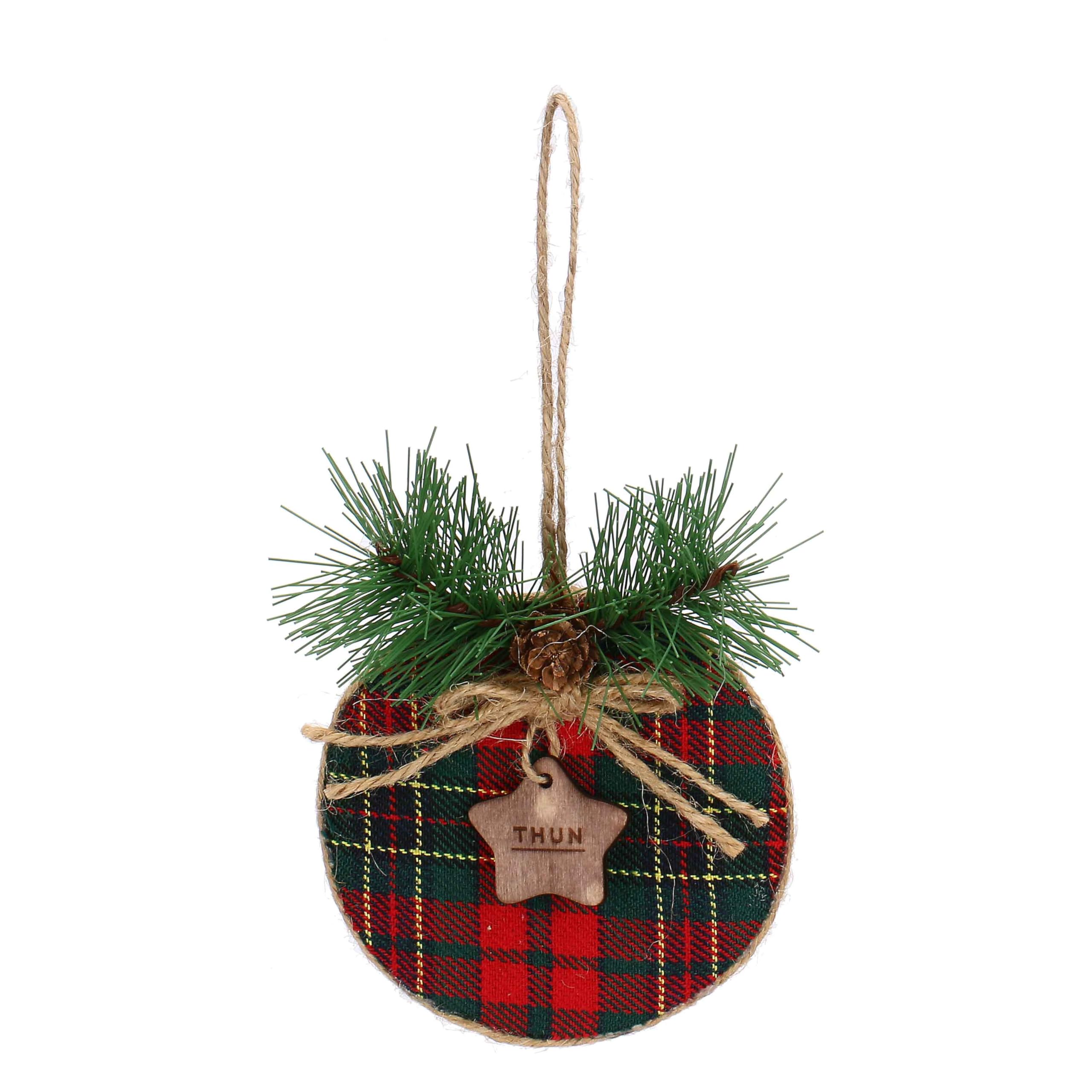 THUN - Set of 4 Christmas baubles in fabric - diameter 9 cm
