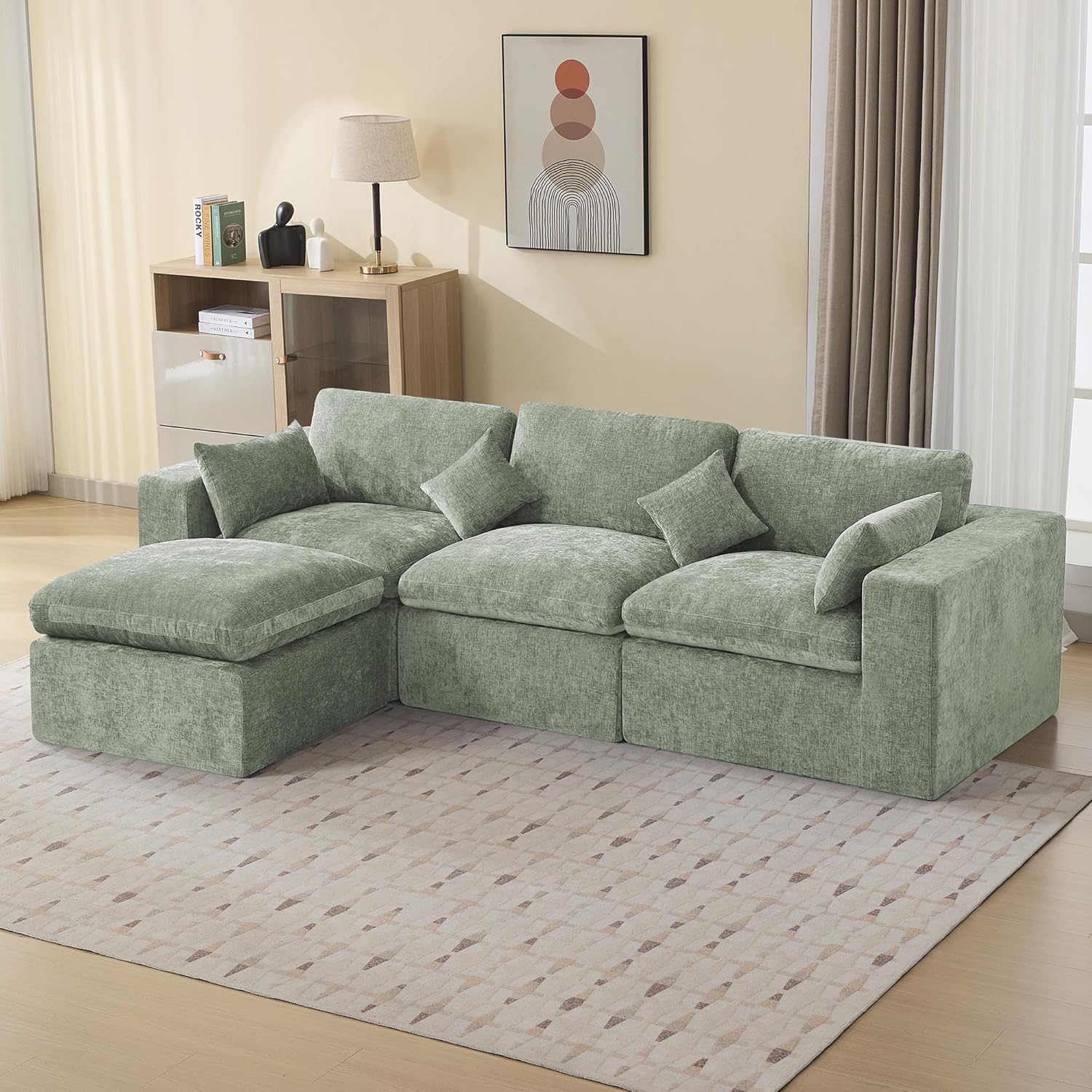 115”Cloud Boneless Sectional Couch, Modular Sectional Sofa