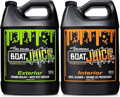 Boat Juice Paquete de limpiador de barcos para interiores y exteriores, removedor de manchas de agua para barcos, limpiador de asientos de barco,