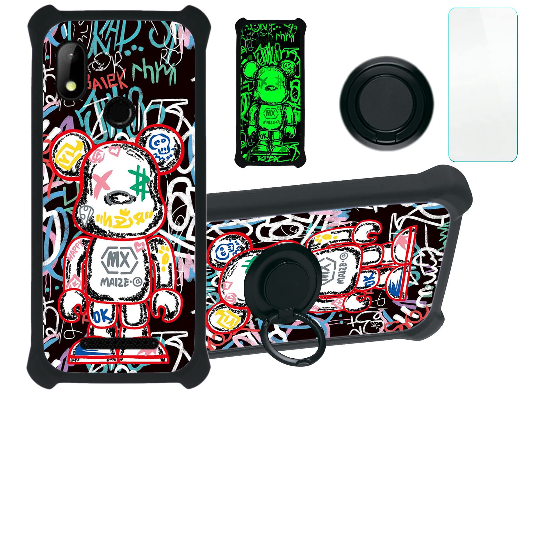 jioeuinly HotPepper Chilaca 6.5" Case Compatible with Hot Pepper Chilaca Phone Case Cover [with Tempered Glass Screen Protector][Hard PC + Soft Silicone][Ring Support] [Luminous Effect] YGH-MXX