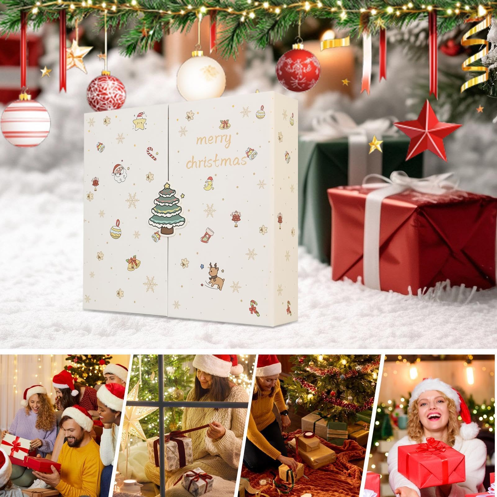 Boîte de l'Avent vide pour Noël - Calendrier de l'Avent 24 jours