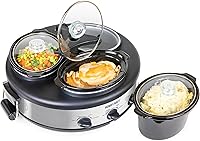 Vista 12 de HomeCraft HCBS15SS - Bandeja de cocción lenta y calentadora de acero inoxidable de 3 estaciones de 1.5 cuartos de galón, temperatura ajustable