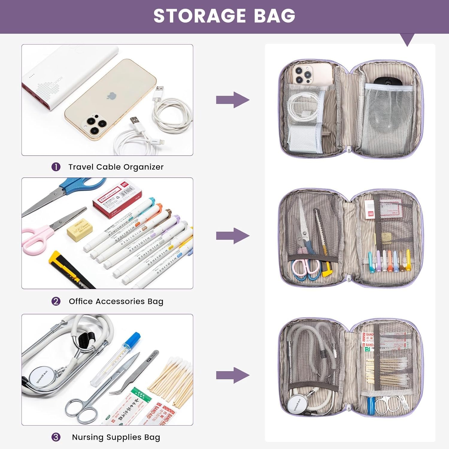 LOVEVOOK Laptop Backpack, Travel Bag with 17.3 inch Laptop Compartment, Water Resistant Teacher Nurse Doctor Work Bag, Anti-theft Daypack, Purple - Image 4