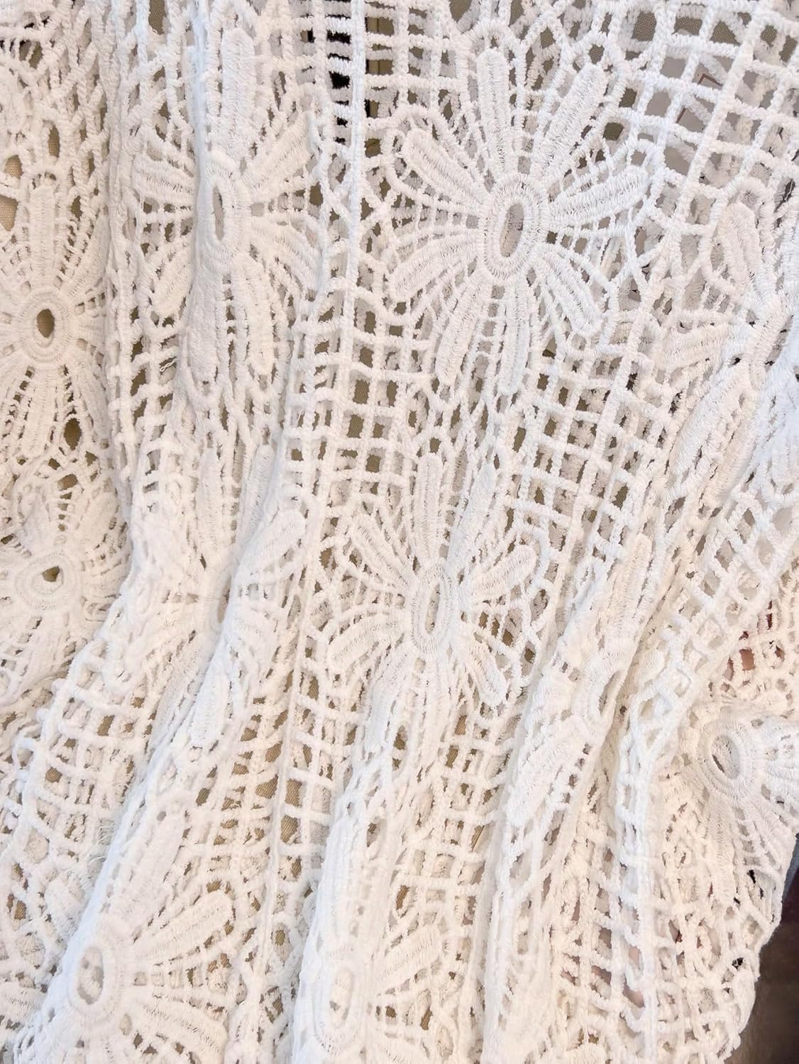 MakeMeChic Women's Plus Size Boho Tops Crochet Sweater Dolman Sleeve Beach Cover Up